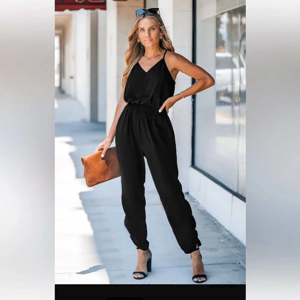 #7 Large Cupshe Elegant Black Sleeveless Jumpsuit - Picture 4 of 8